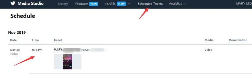 twitter media studio scheduled tweets